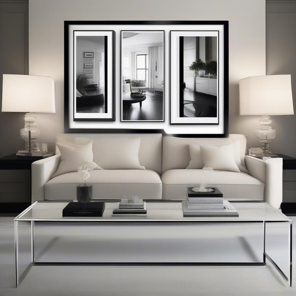 8x10 lucite frame seamlessly blends into a modern living room, adding a touch of elegance to the decor.