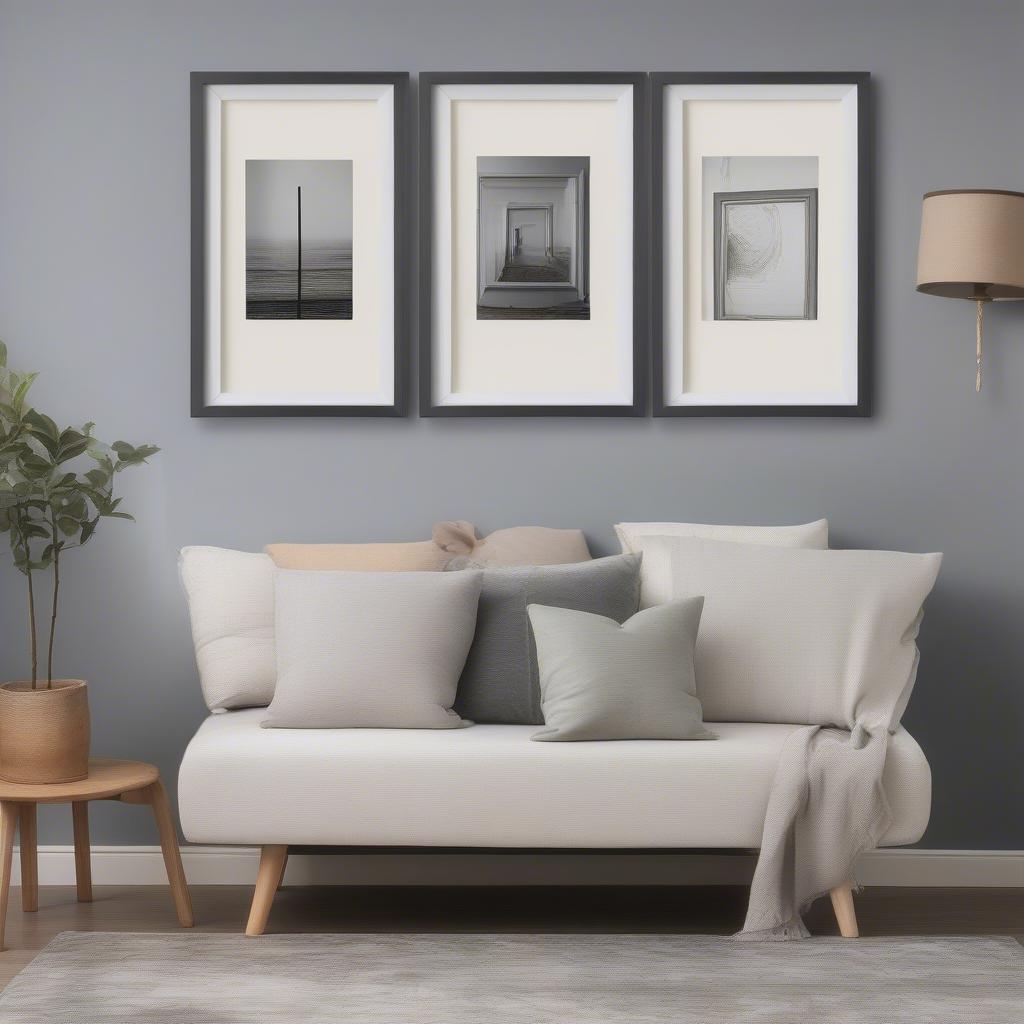 Wall hanging 8x10 picture frames showcased in different rooms of a home – bedroom, living room, hallway – demonstrating their versatility.