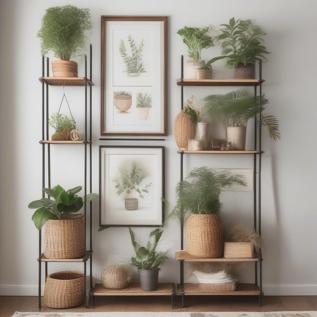 8x10 Wall Decor with Wicker Shelves