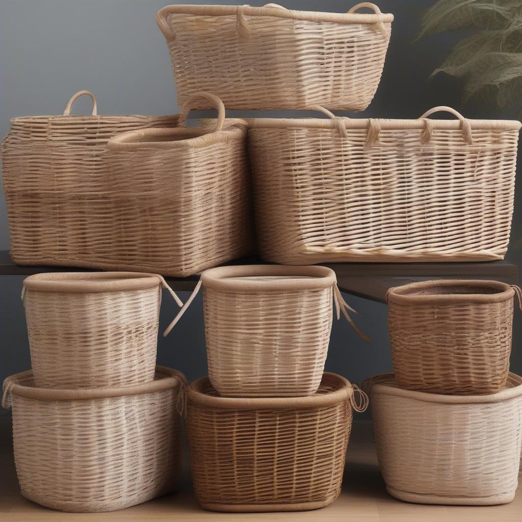 Variety of 8x10 Wicker Baskets in Different Styles and Colors