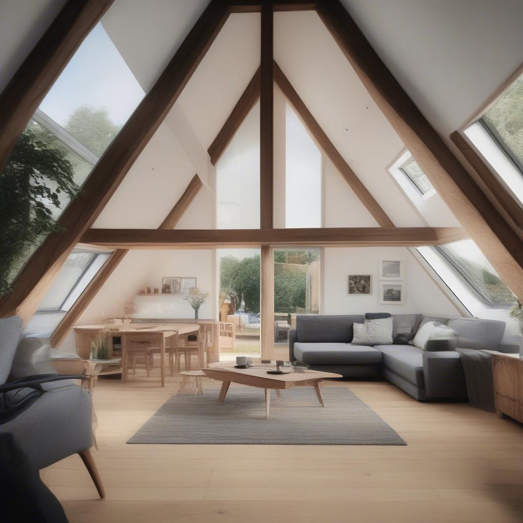 Modern interior design of an A-frame home