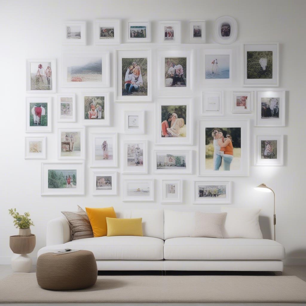 Modern acrylic picture frames displayed on a wall