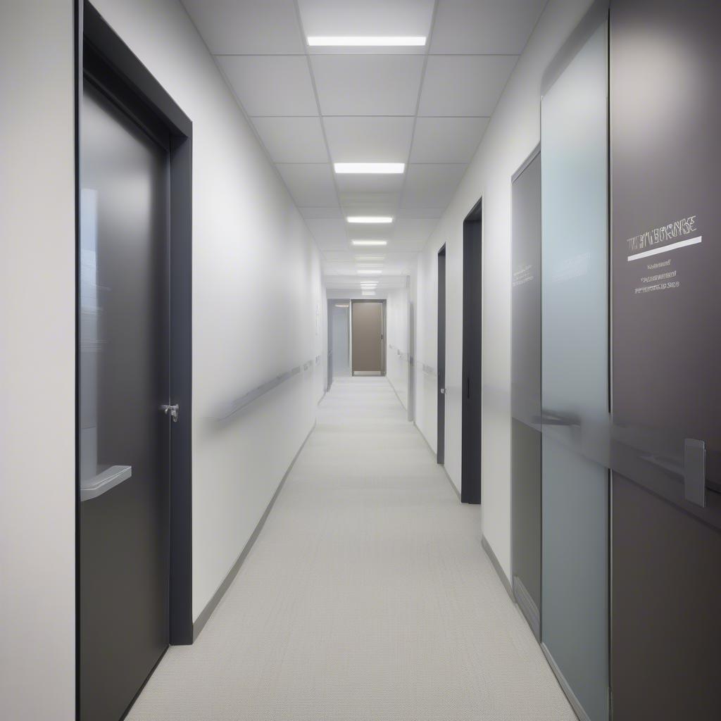 Modern acrylic name plates on an office wall