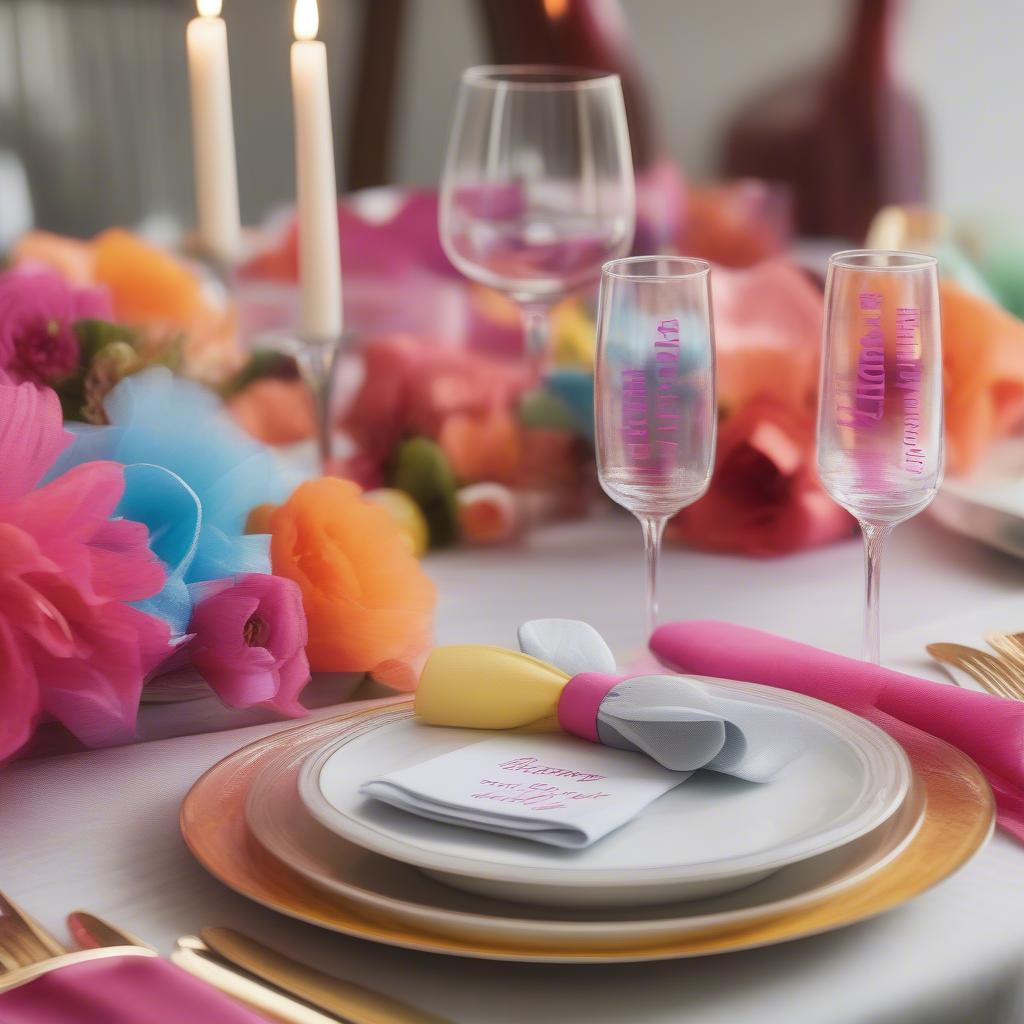 Colorful Acrylic Napkin Rings for a Birthday Party