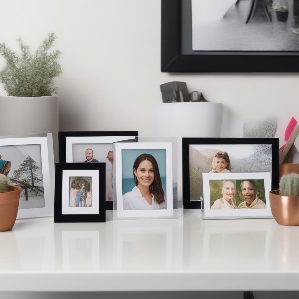 Acrylic Photo Holders on a Desk