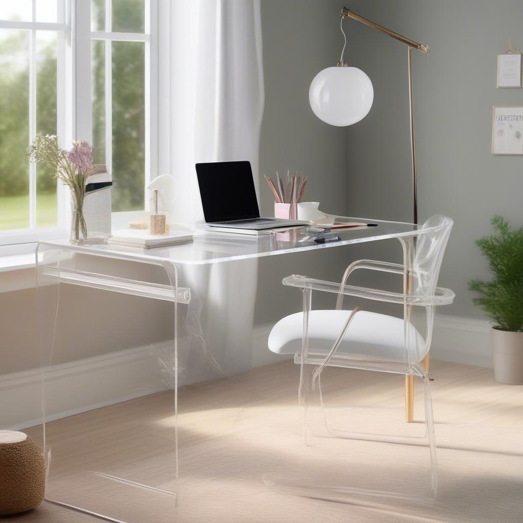 Acrylic Small Desk in a Modern Home Office