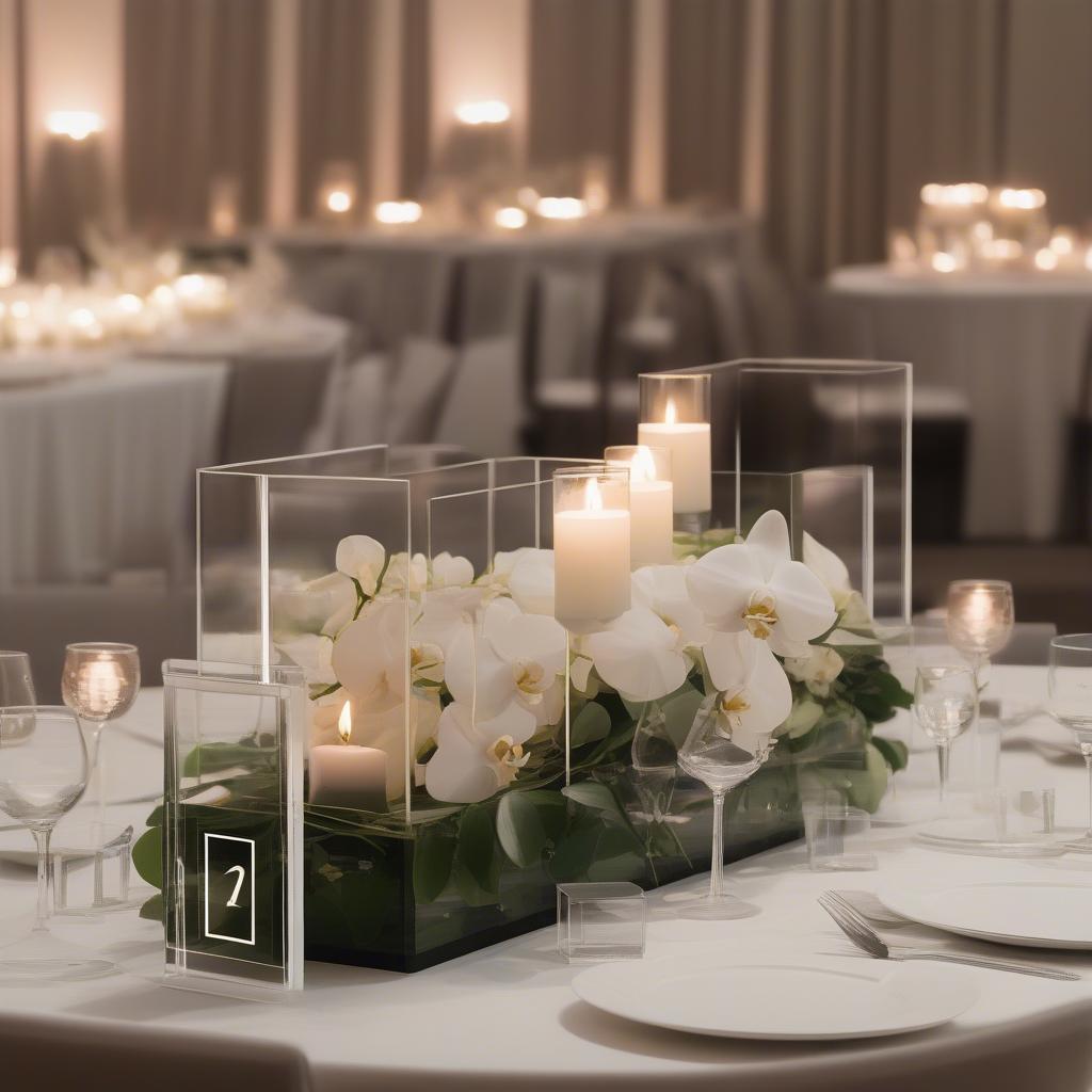 Modern Acrylic Table Centerpieces for a Wedding