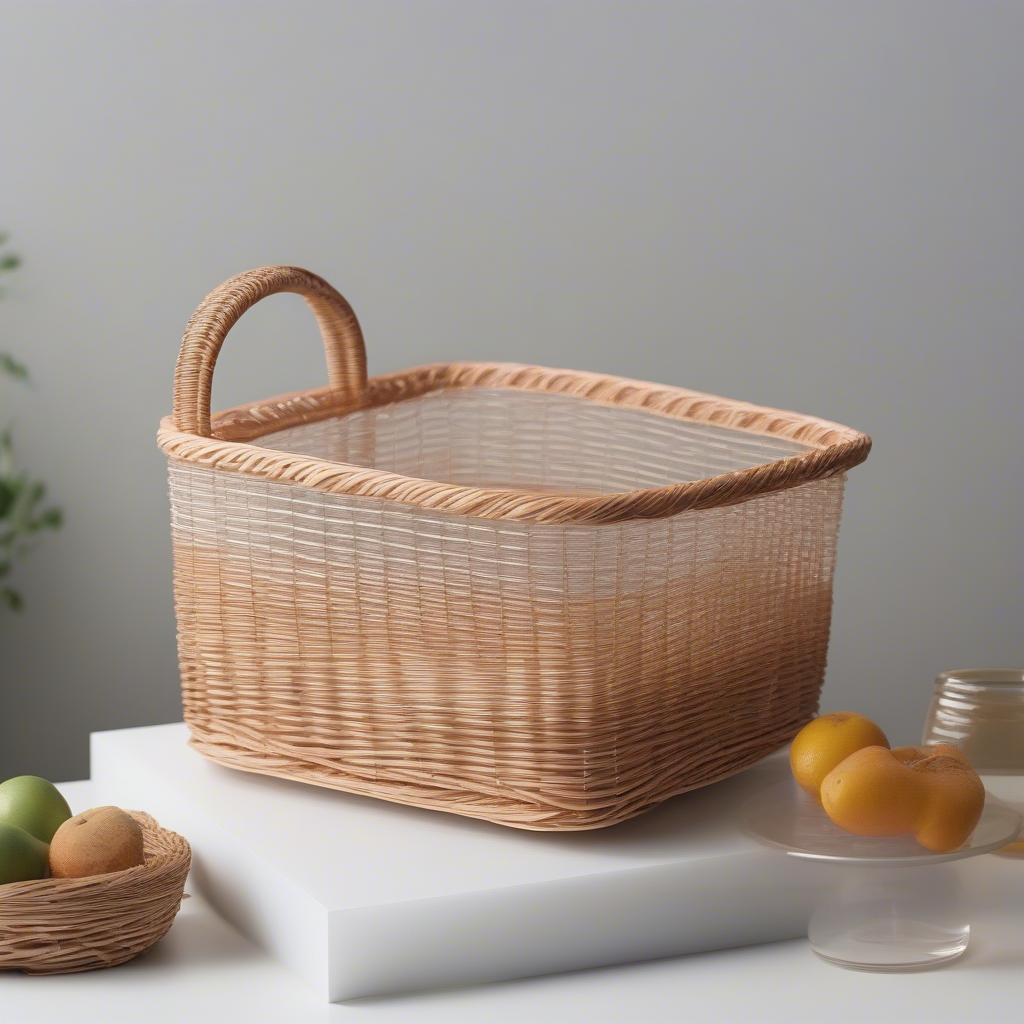 Acrylic Tabletop Display Showcasing a Wicker Basket