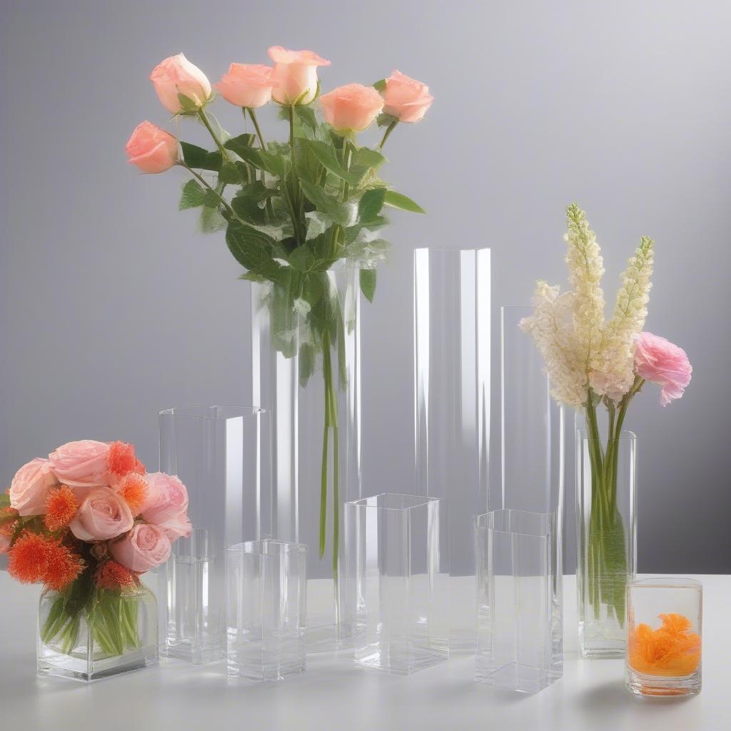 Acrylic vases in bulk come in a variety of shapes, sizes, and styles.