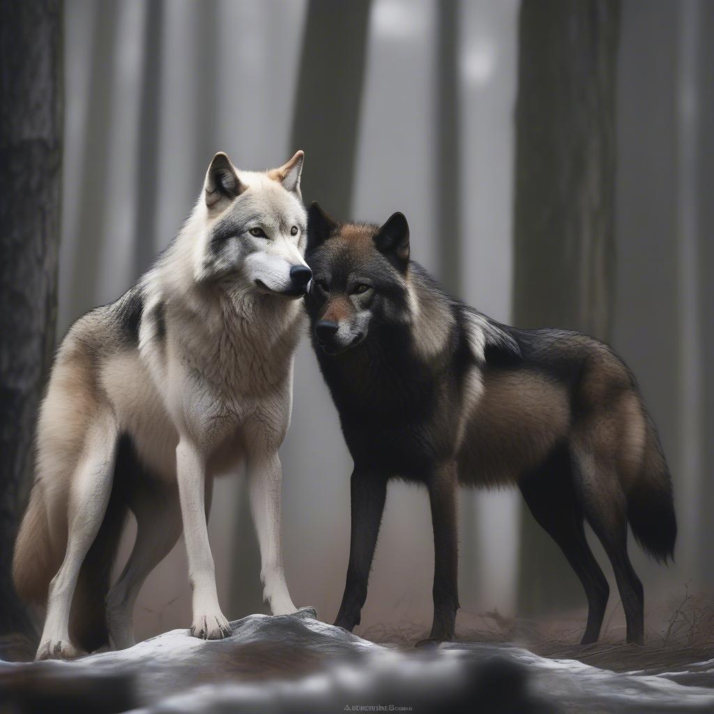 Alpha and Beta Wolves in Forest