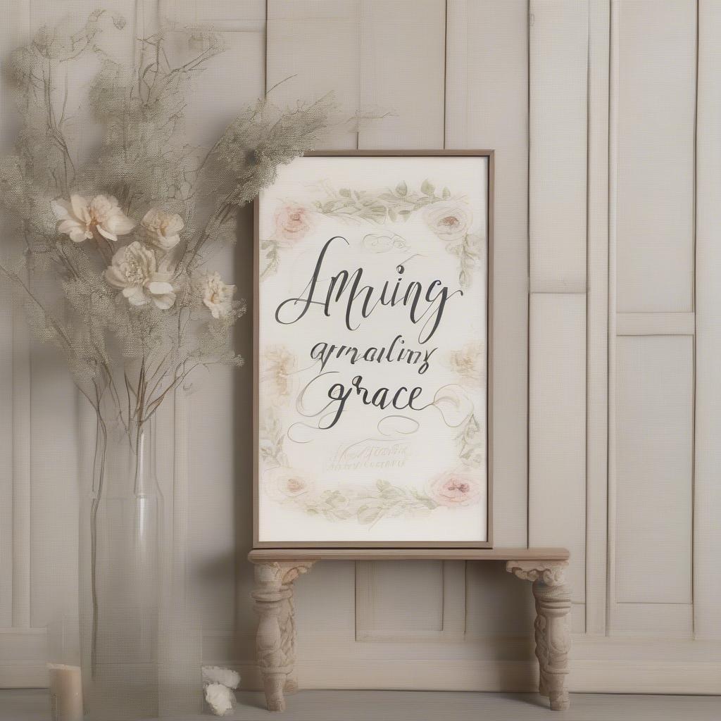 Canvas Amazing Grace sign with elegant calligraphy