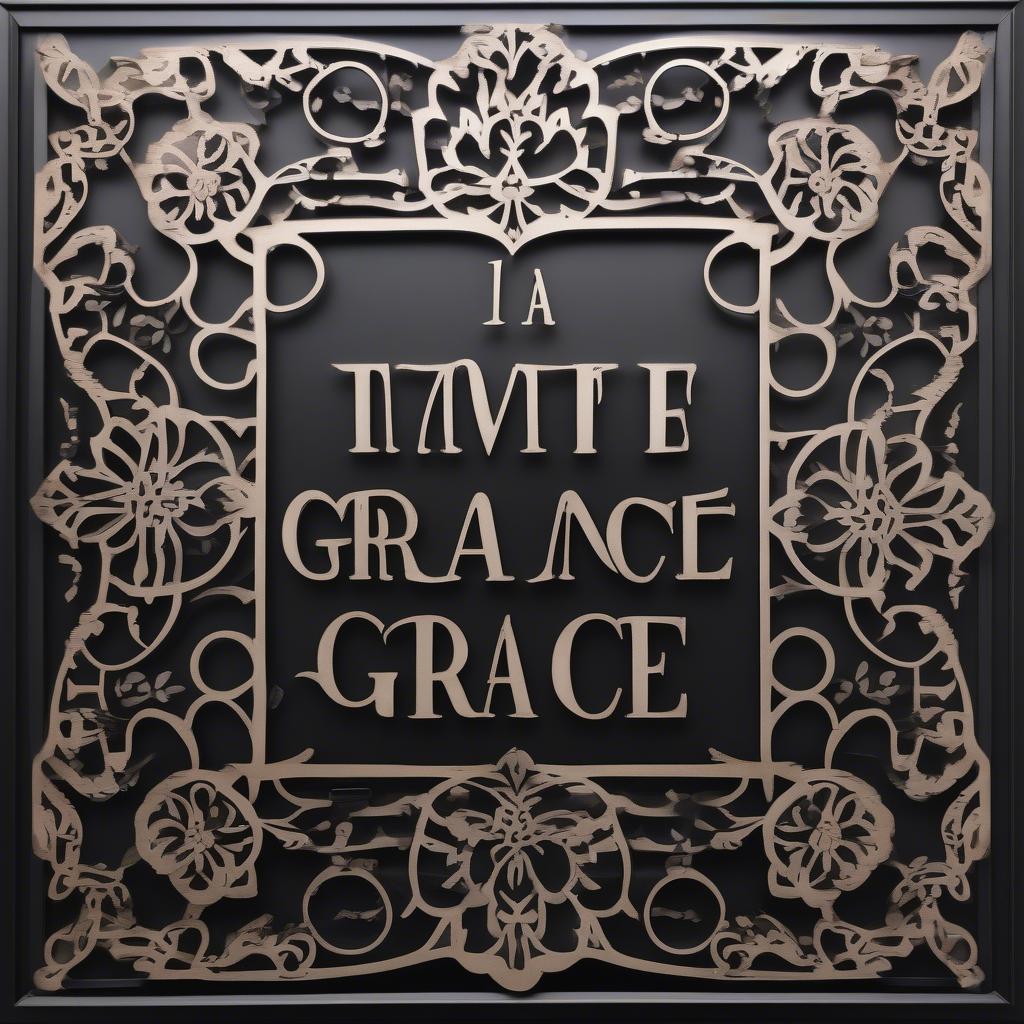 Metal Amazing Grace sign with intricate floral design