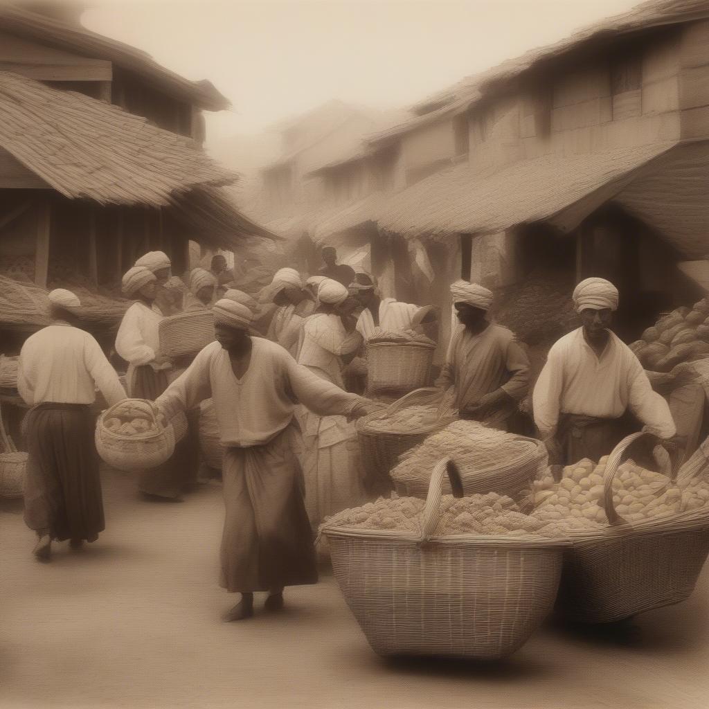 Ancient Wooden Woven Baskets Used for Harvesting