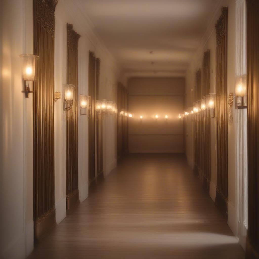 Antique Brass Sconces in a Hallway