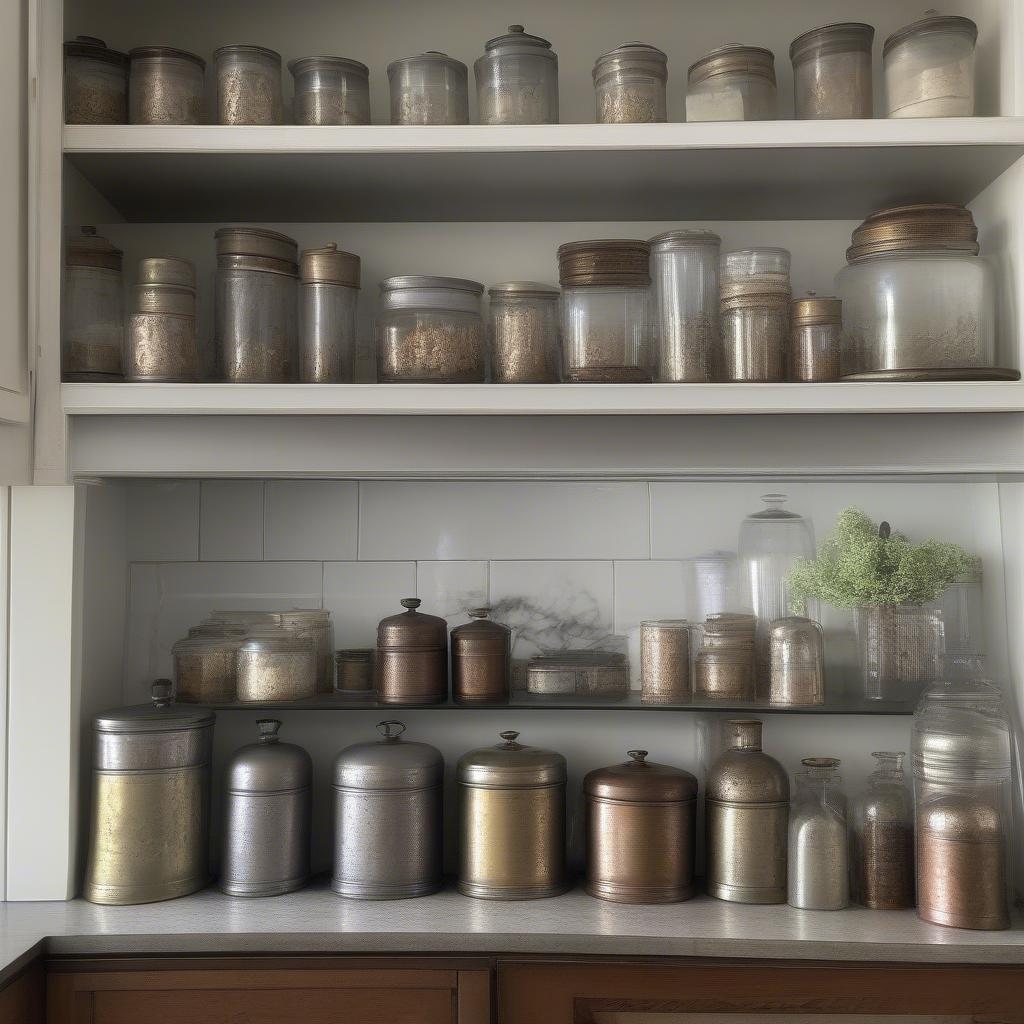 Displaying Antique Metal Canisters