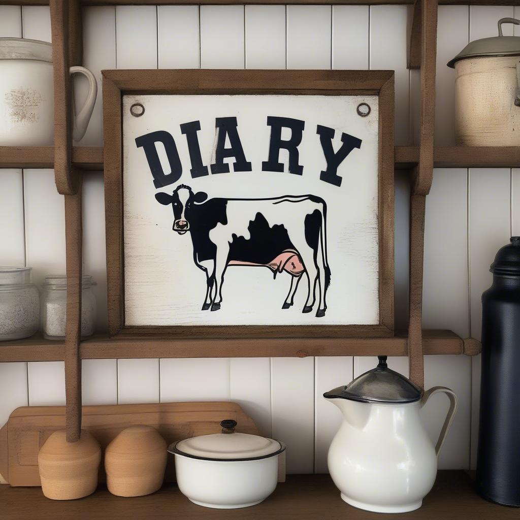 Antique Milk Sign in a Farmhouse Kitchen