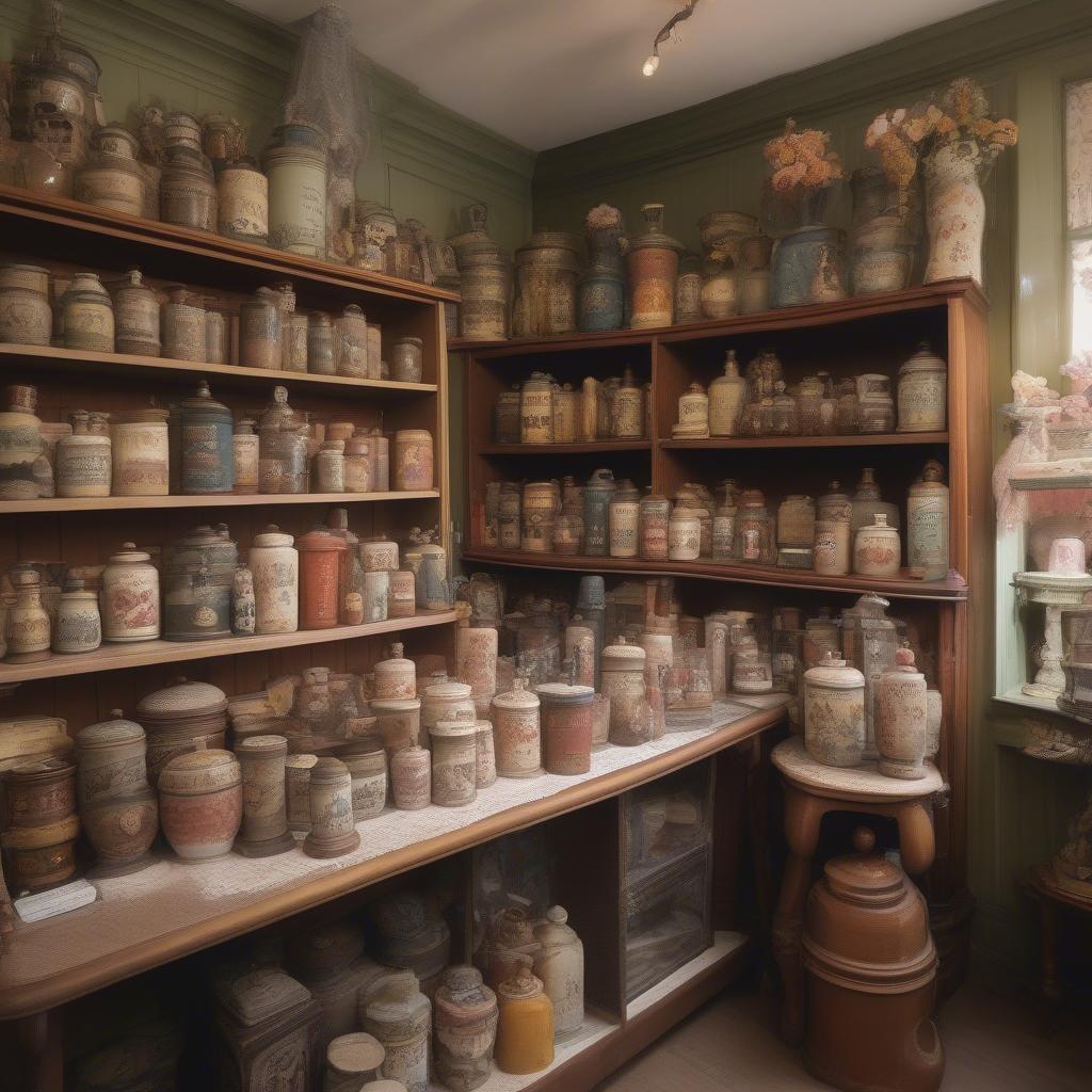 Searching for Vintage Canisters in an Antique Shop