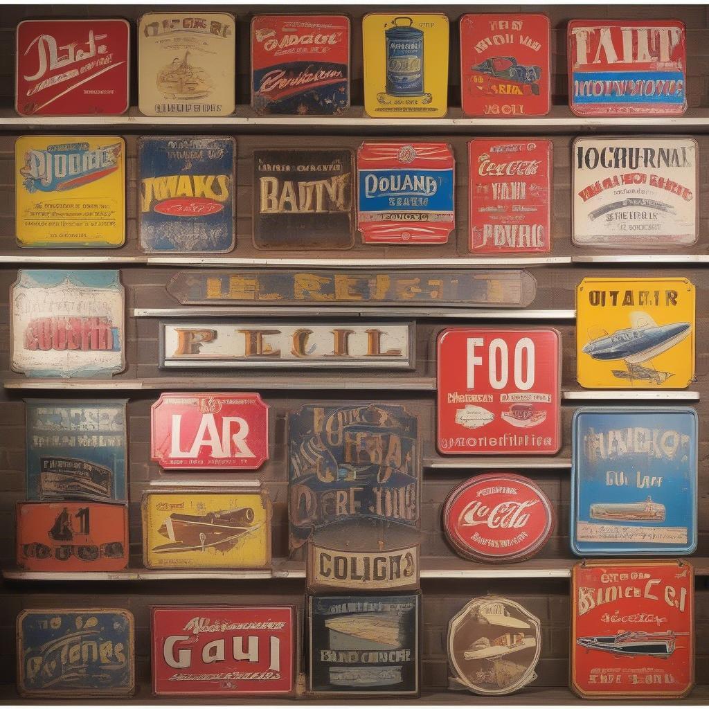 Collection of vintage tin signs