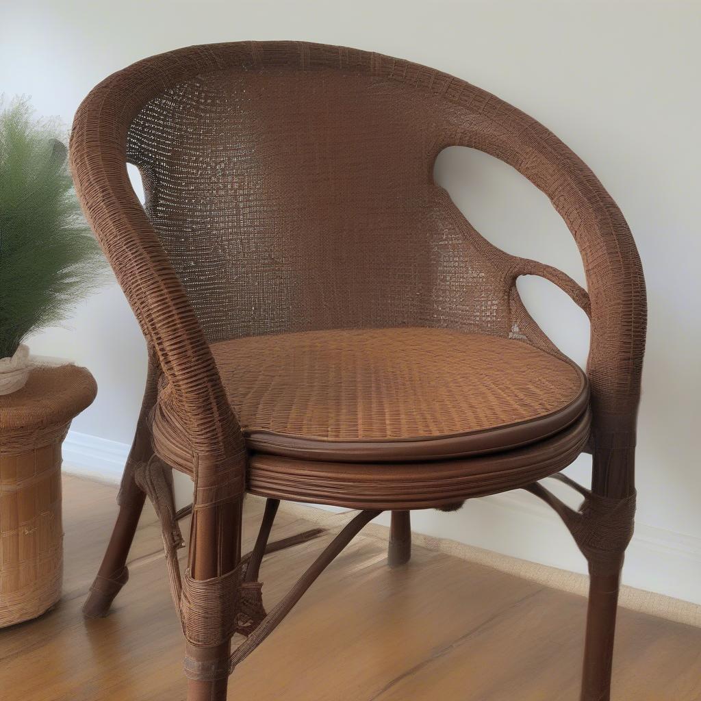 Antique Wicker Chair with a Rich Brown Patina