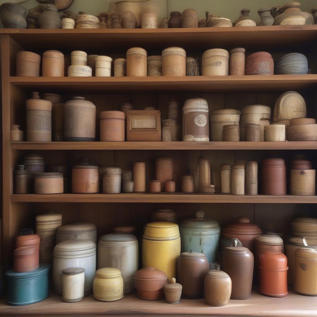 Antique Wooden Canister Collection