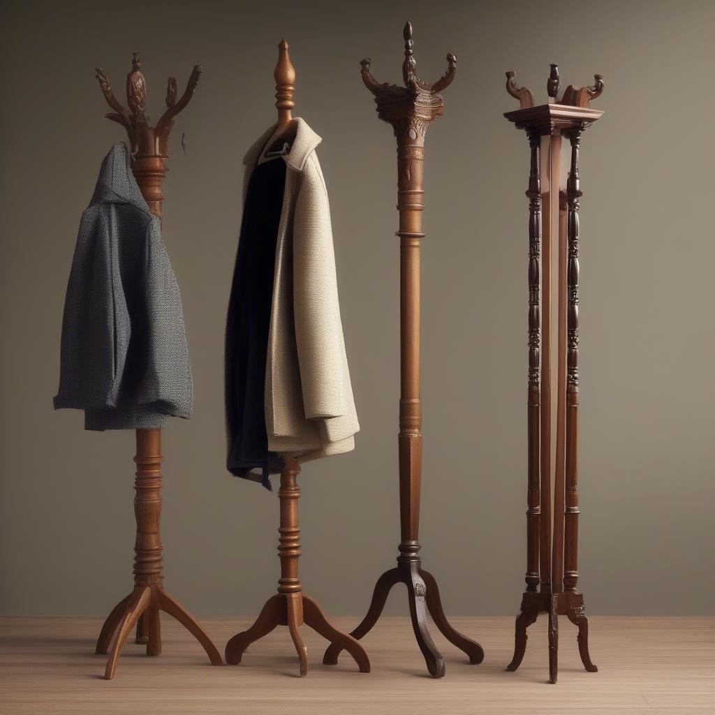 Various Antique Wooden Coat Stand Styles