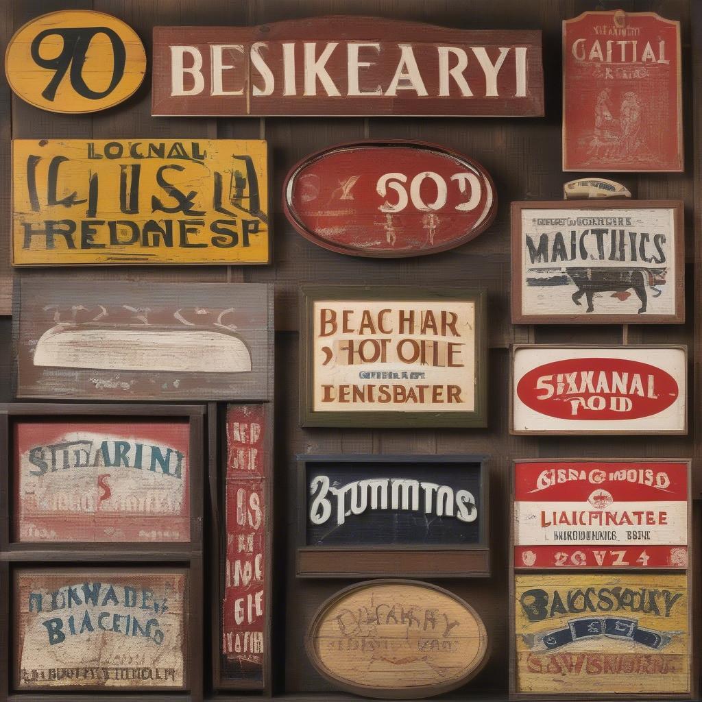 Antique Wooden Shop Signs from the Early 20th Century