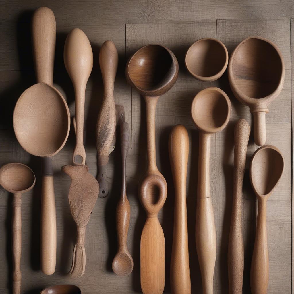 Antique Wooden Spoons and Rolling Pins