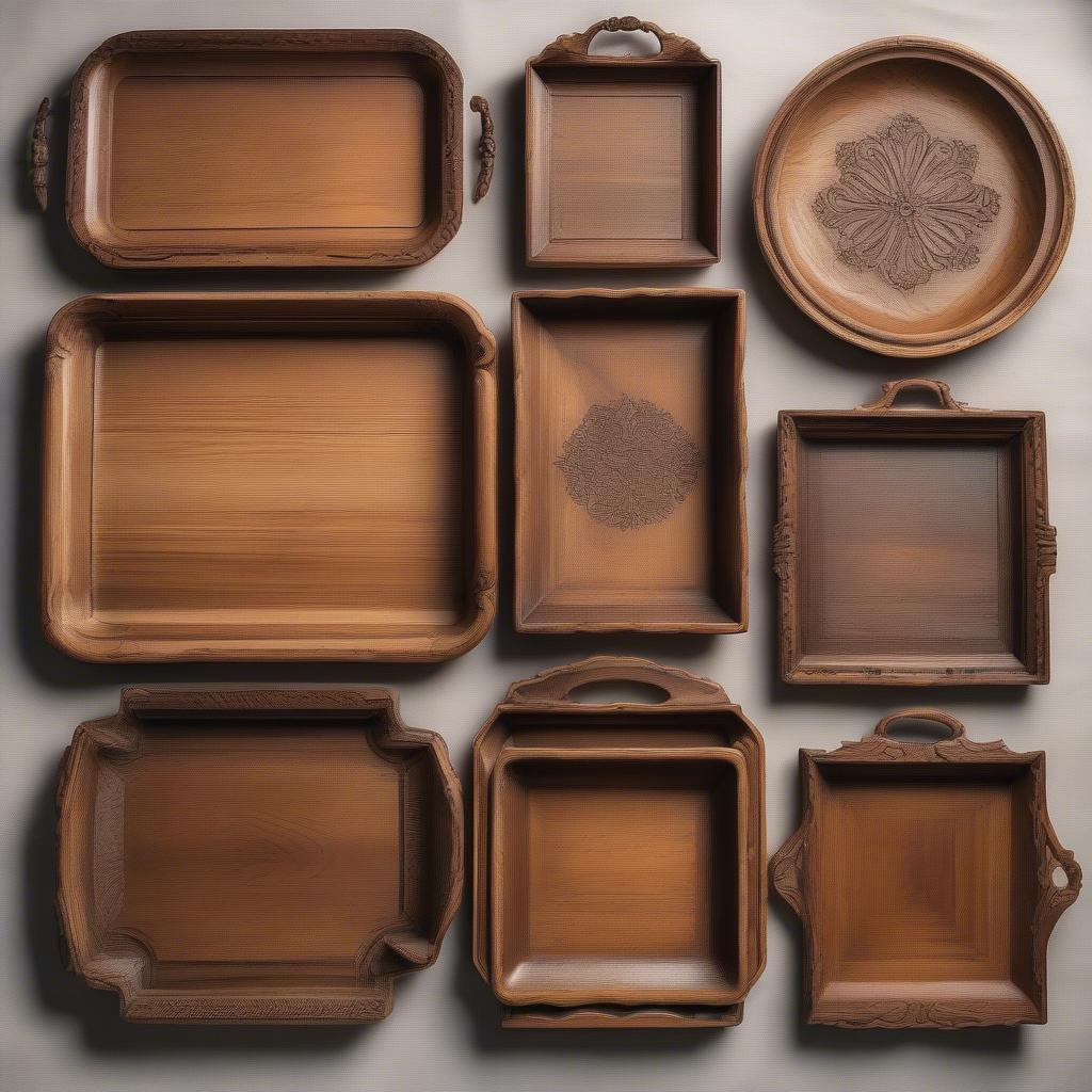 Antique Wooden Tray Styles: A Variety of Shapes and Sizes