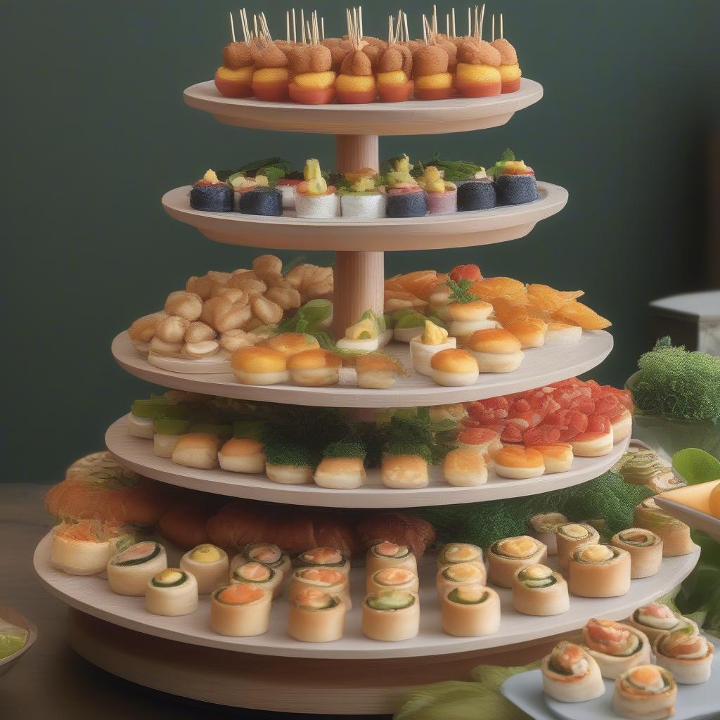 Appetizer Display Stand with Various Finger Foods