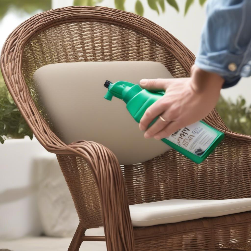 Applying Outdoor Spray to Wicker Furniture