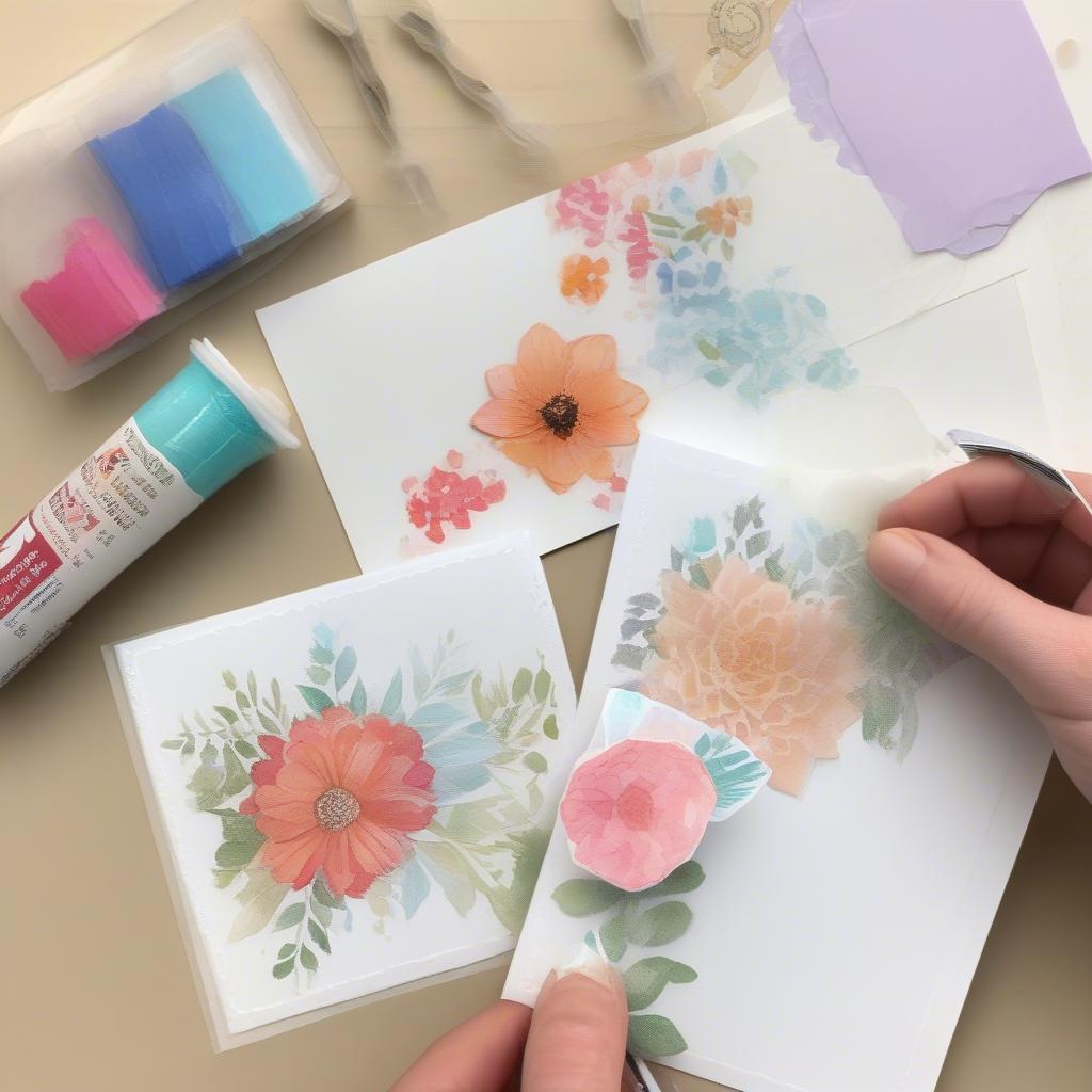 Applying Printable Flower Borders to Handmade Cards