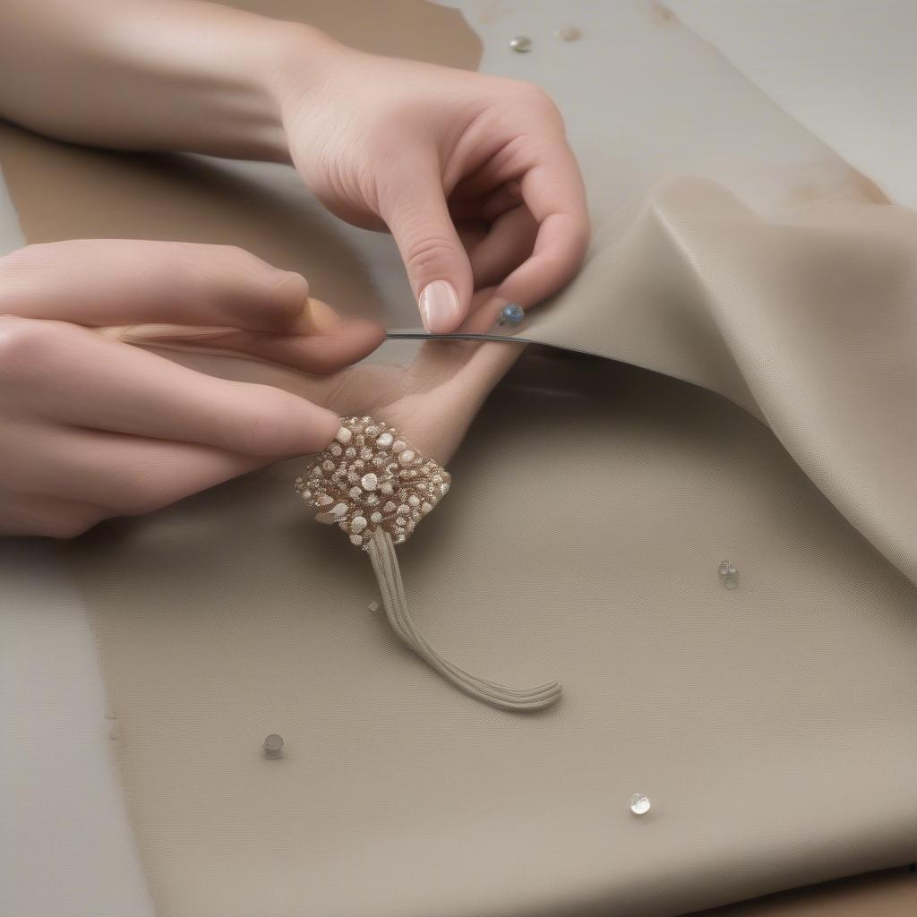 Arranging and Securing Jewelry on the Backing Fabric