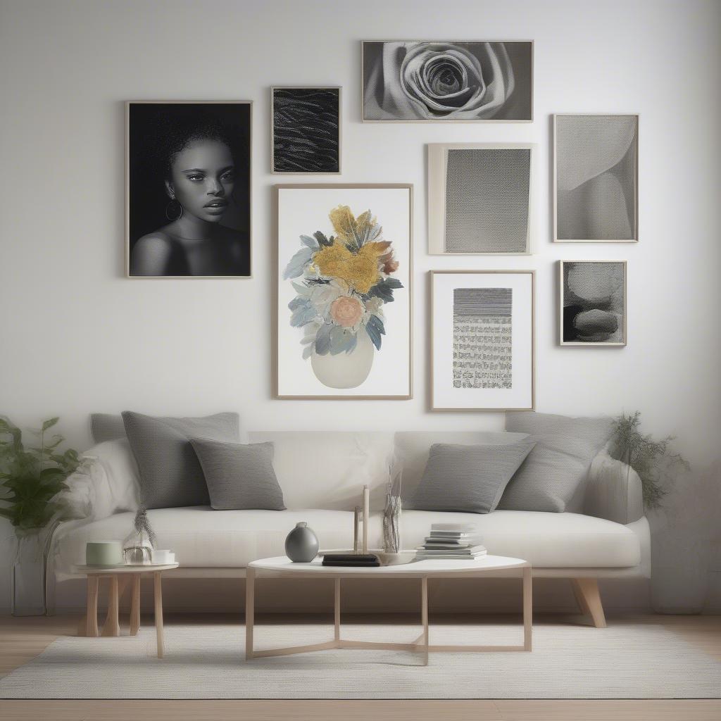 Art prints on canvas displayed as a gallery wall