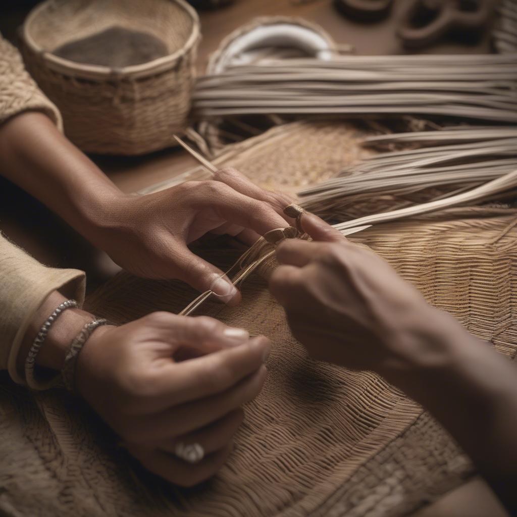 Artisan Creating Wicker Jewelry