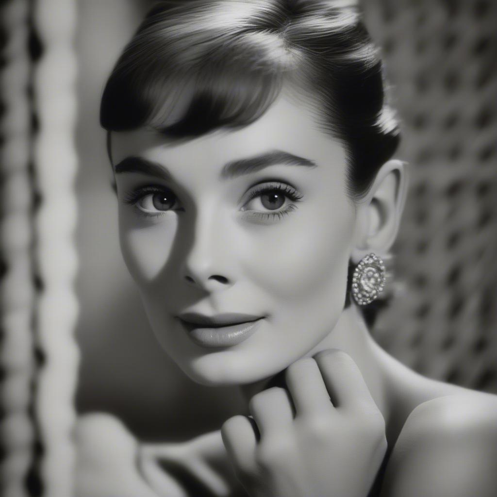 Audrey Hepburn portrait in a wicker frame