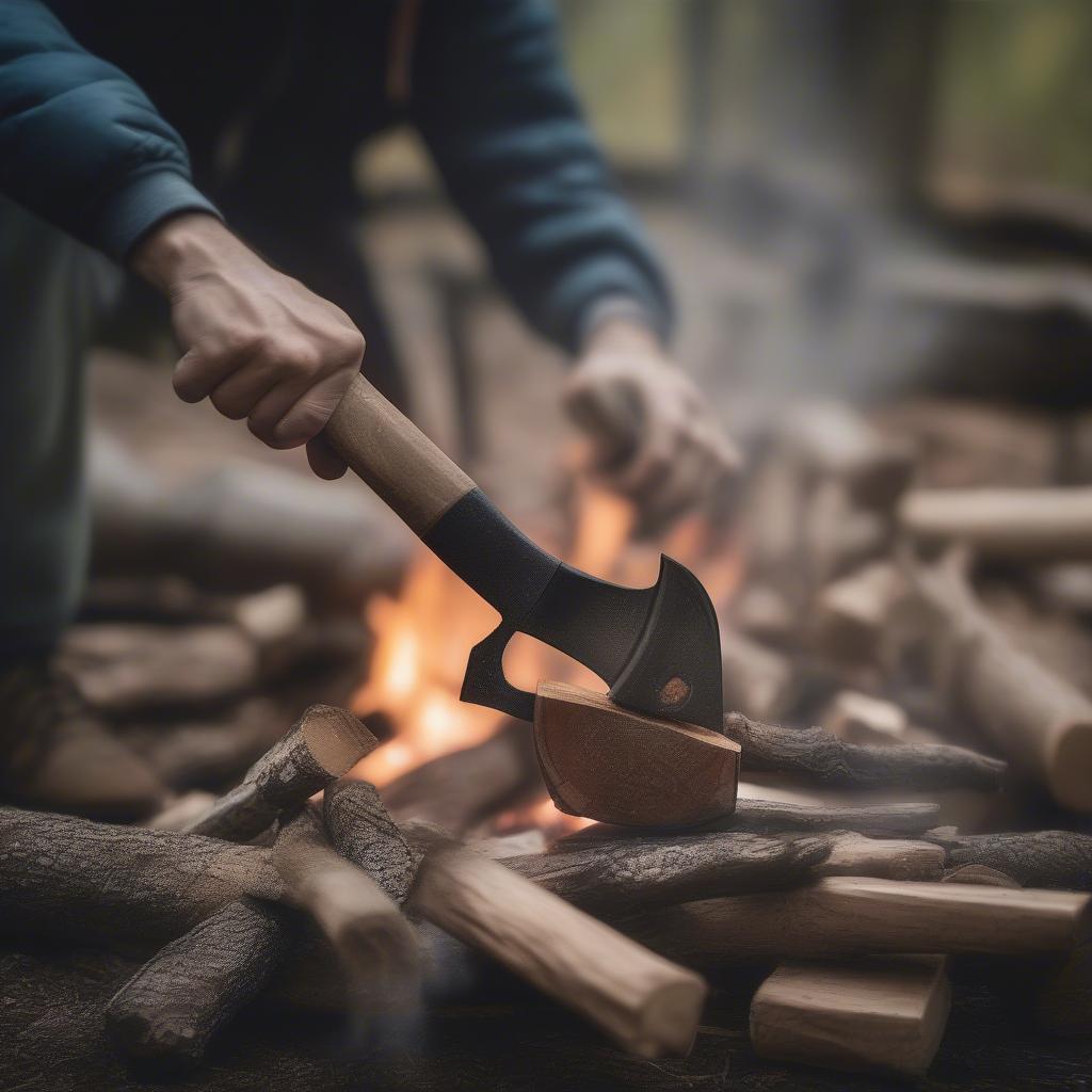 Using an Axe Multitool While Camping