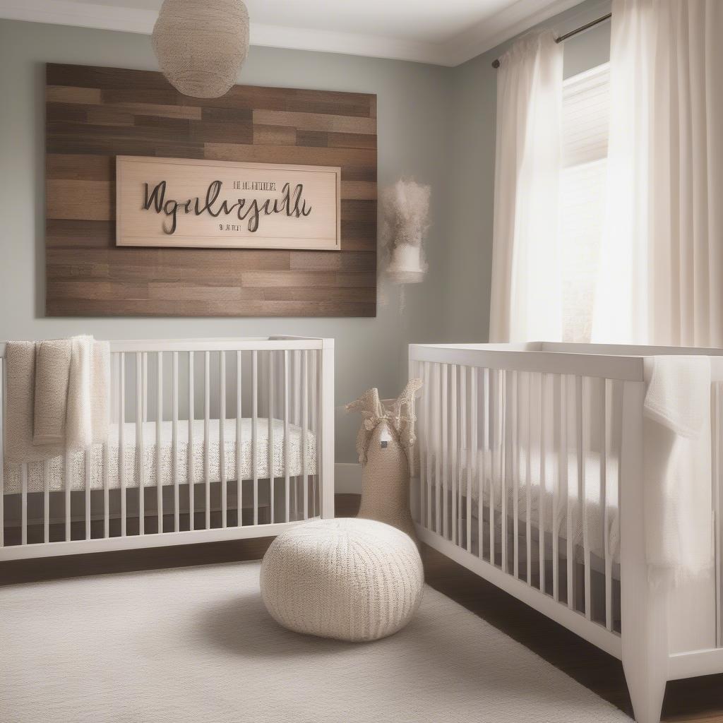 Baby Nursery with Wooden Sign