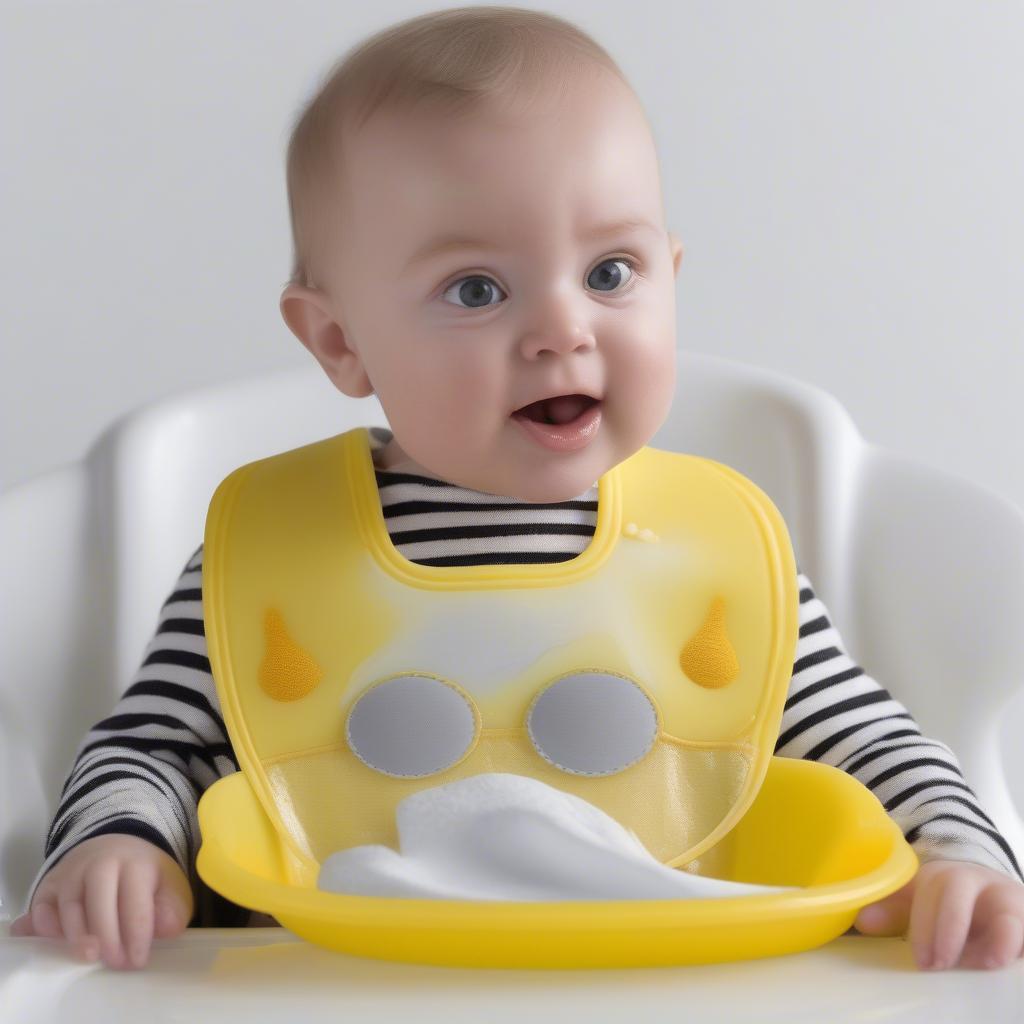 Baby Playing with Silicone Bib