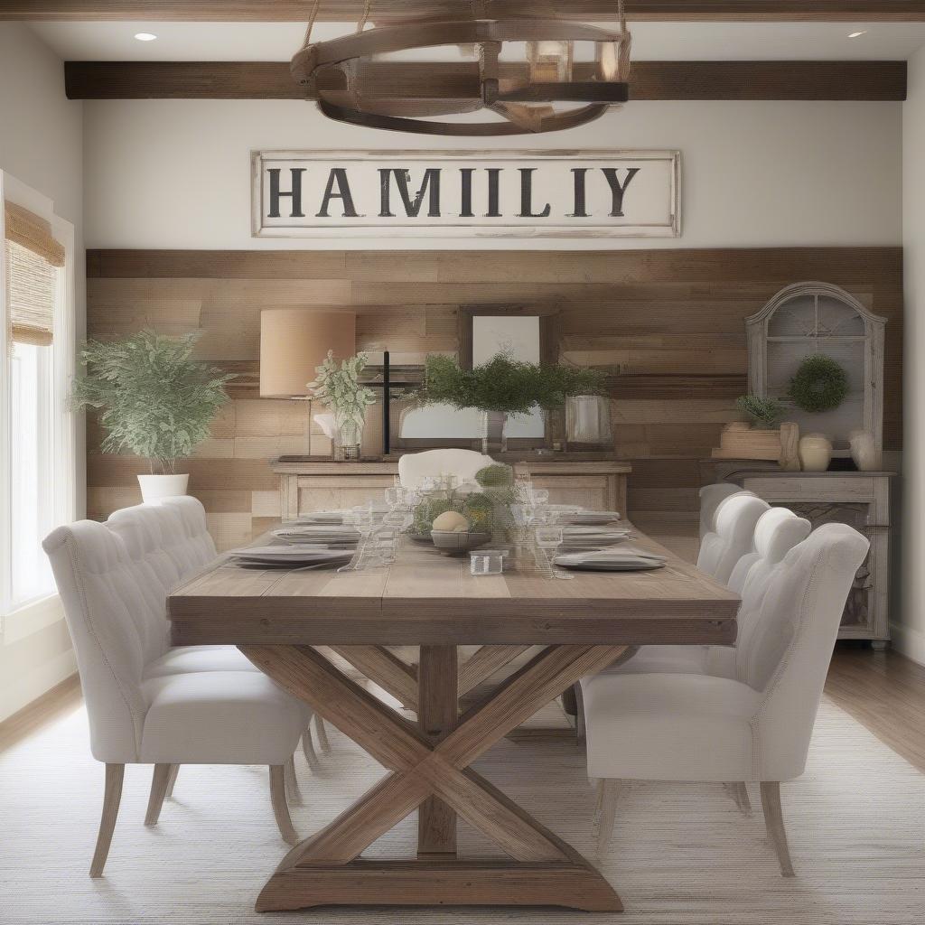 Barn Wood Family Name Sign in Dining Room