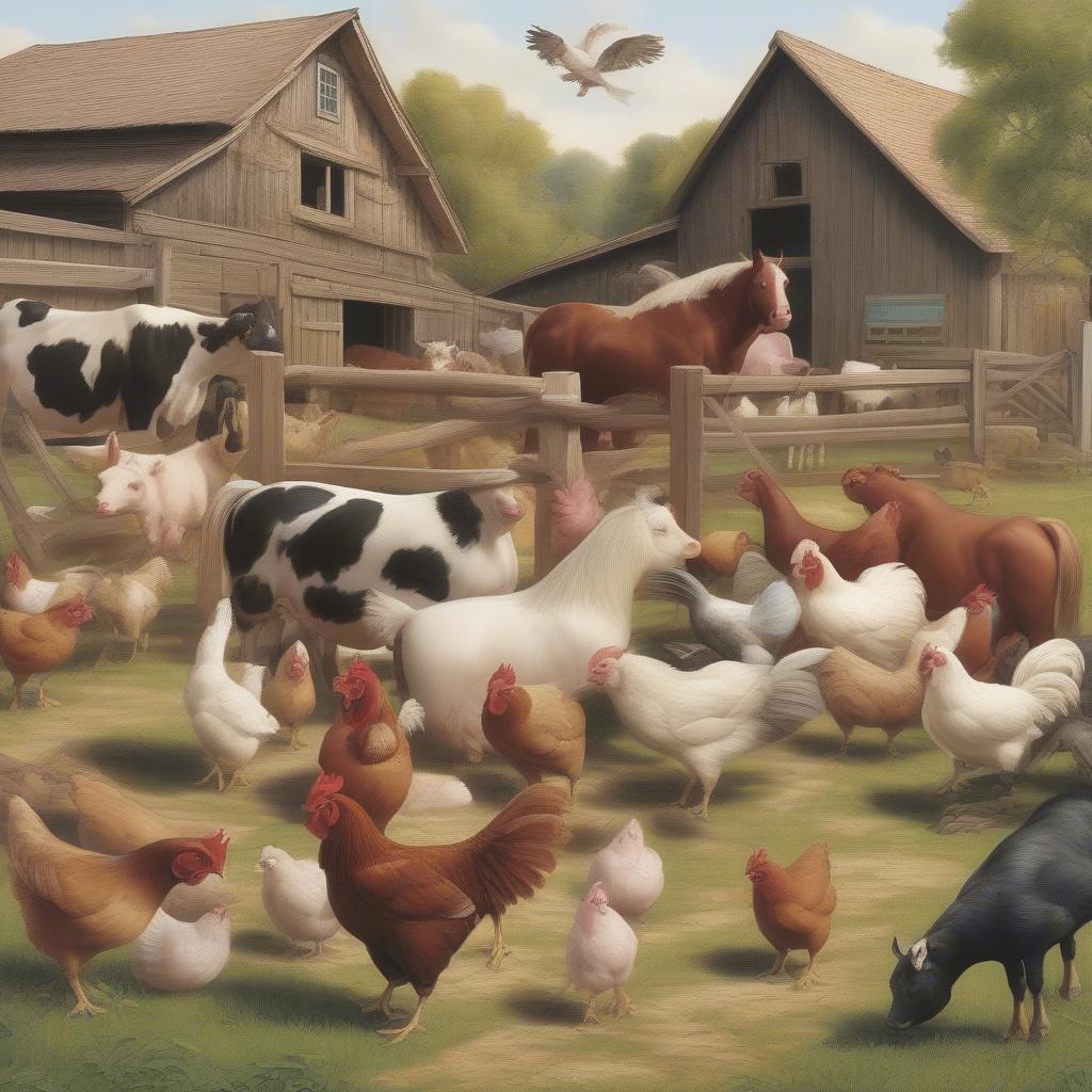 Barnyard Animals on a Farm