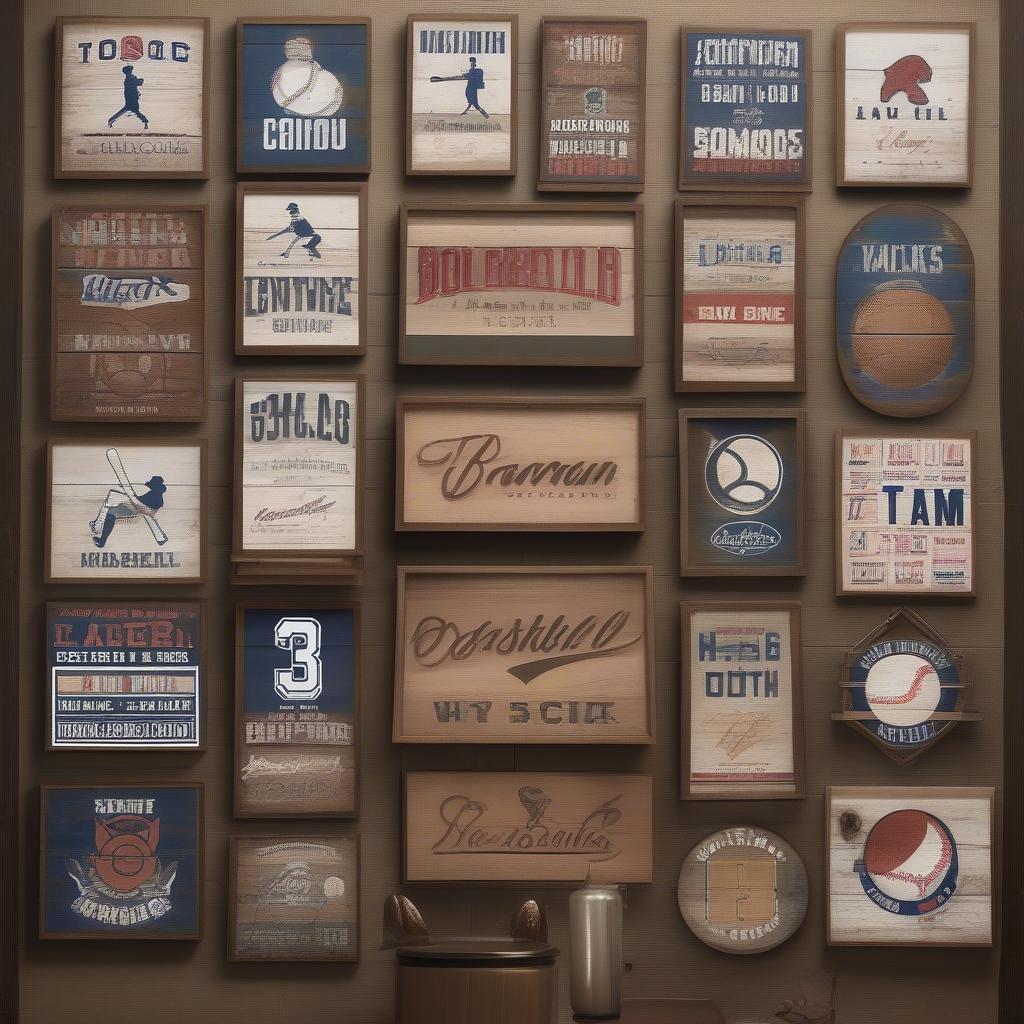 Variety of Baseball Wood Signs Displayed