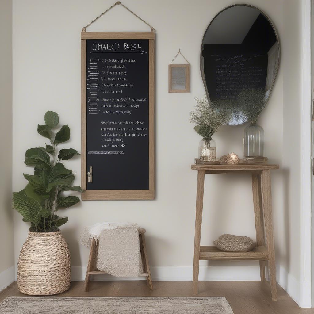 Bass and Co Mirror and Chalkboard in an Entryway