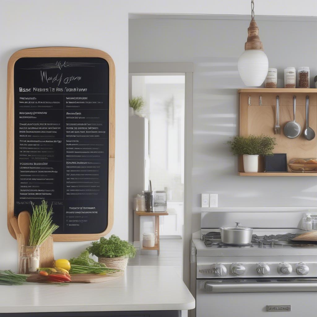 Bass and Co Mirror and Chalkboard in a Kitchen