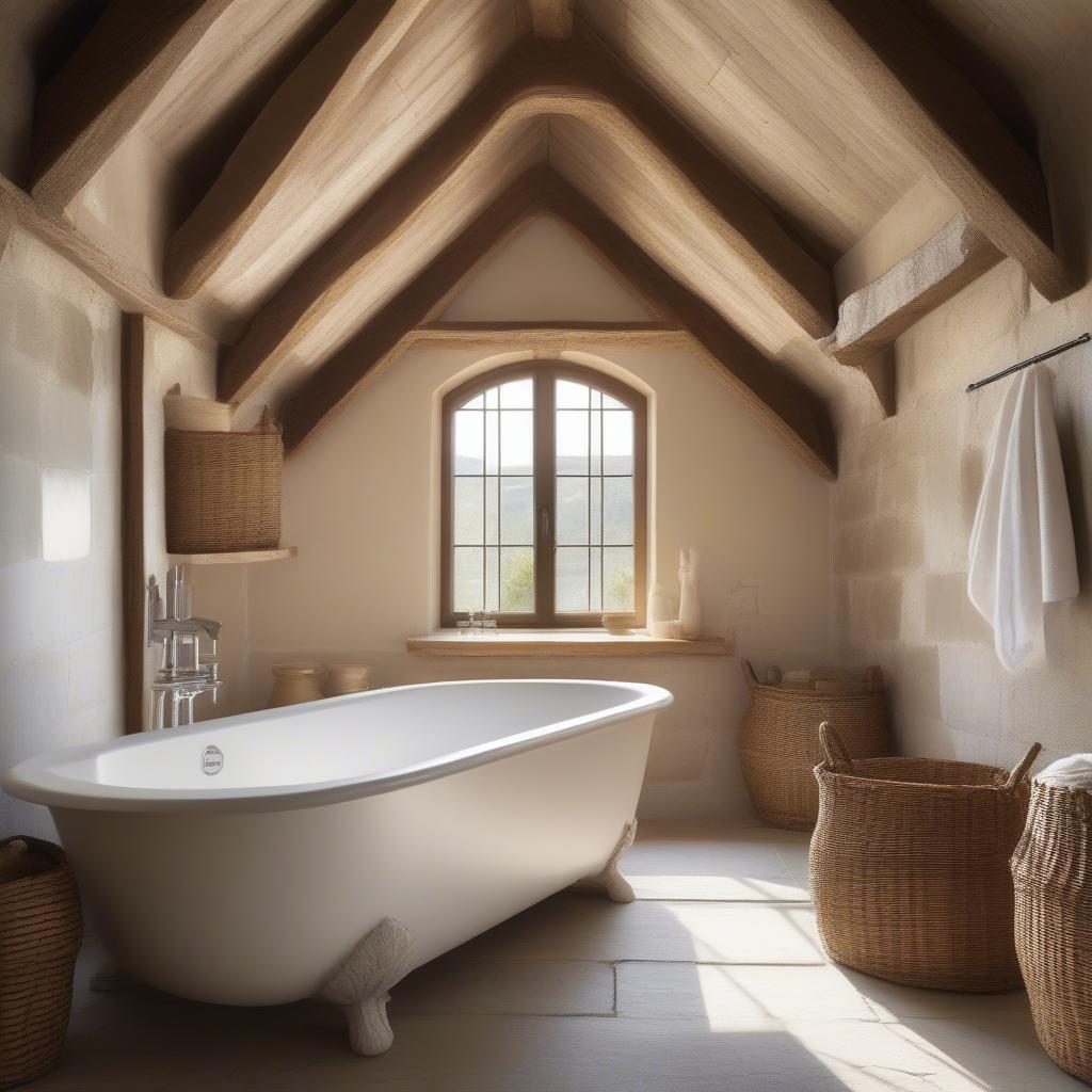 Bath Barn with Natural Materials: Wood and Stone