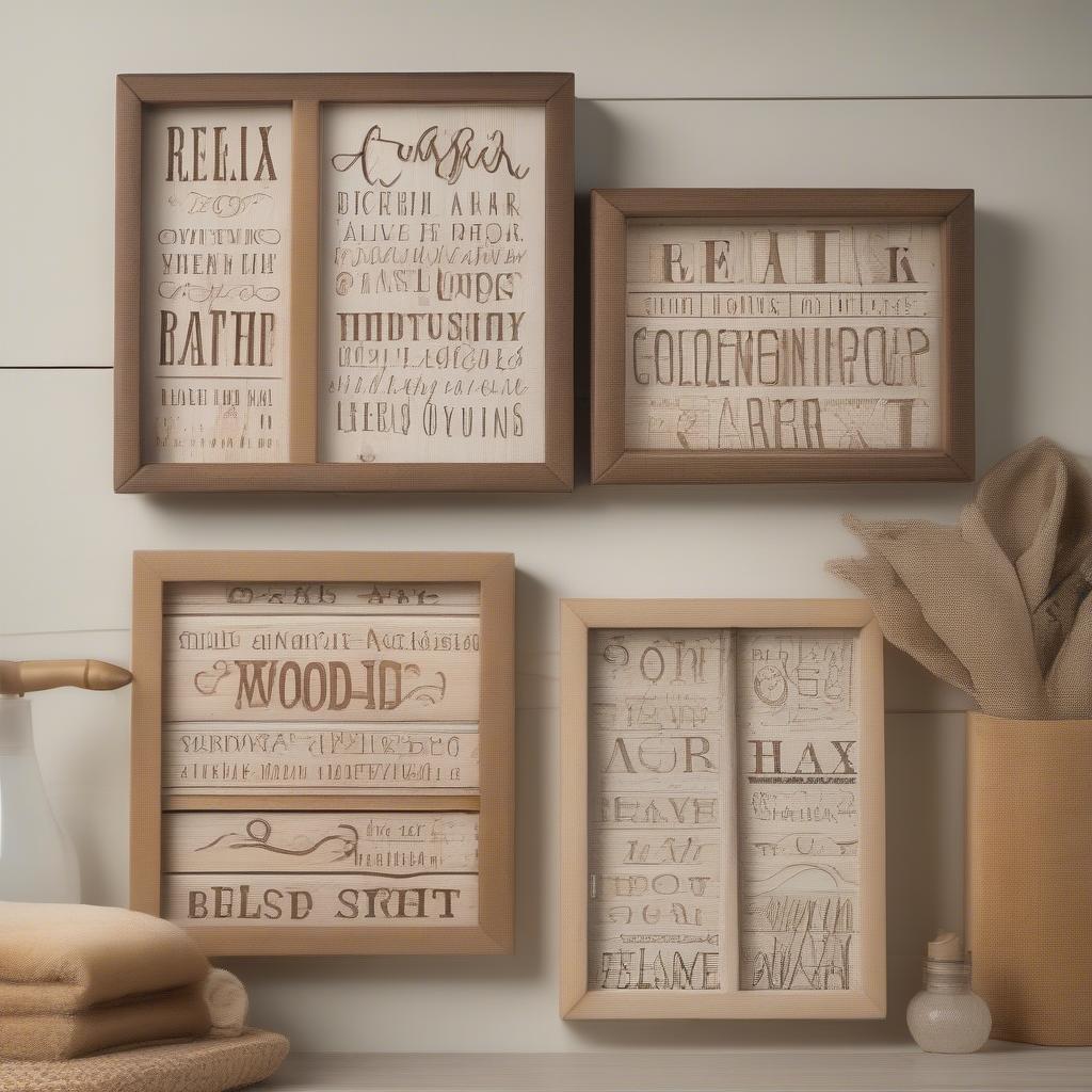 Wooden Bath Word Art Signs