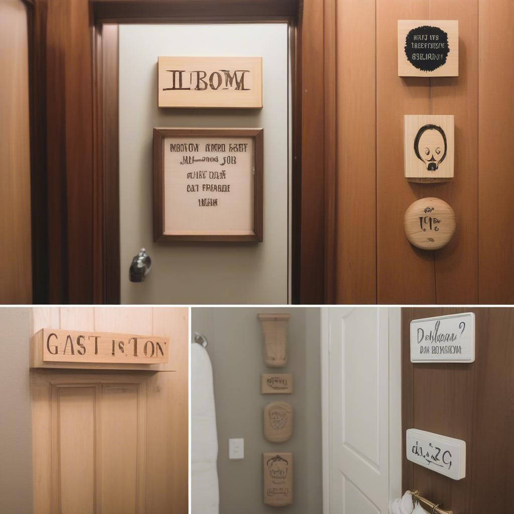 Examples of Bathroom Wood Sign Placement