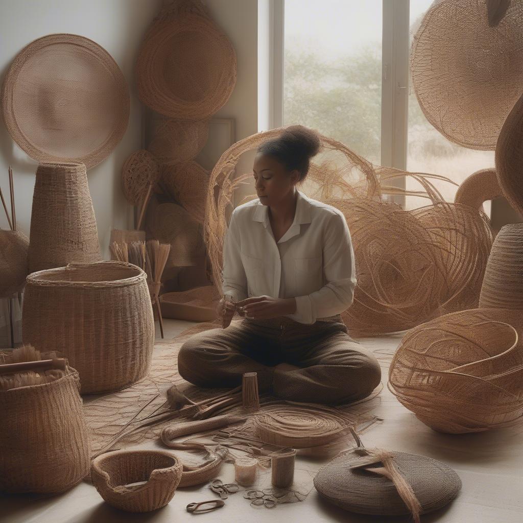 A wicker and rattan artist fearlessly experimenting with new weaving techniques.