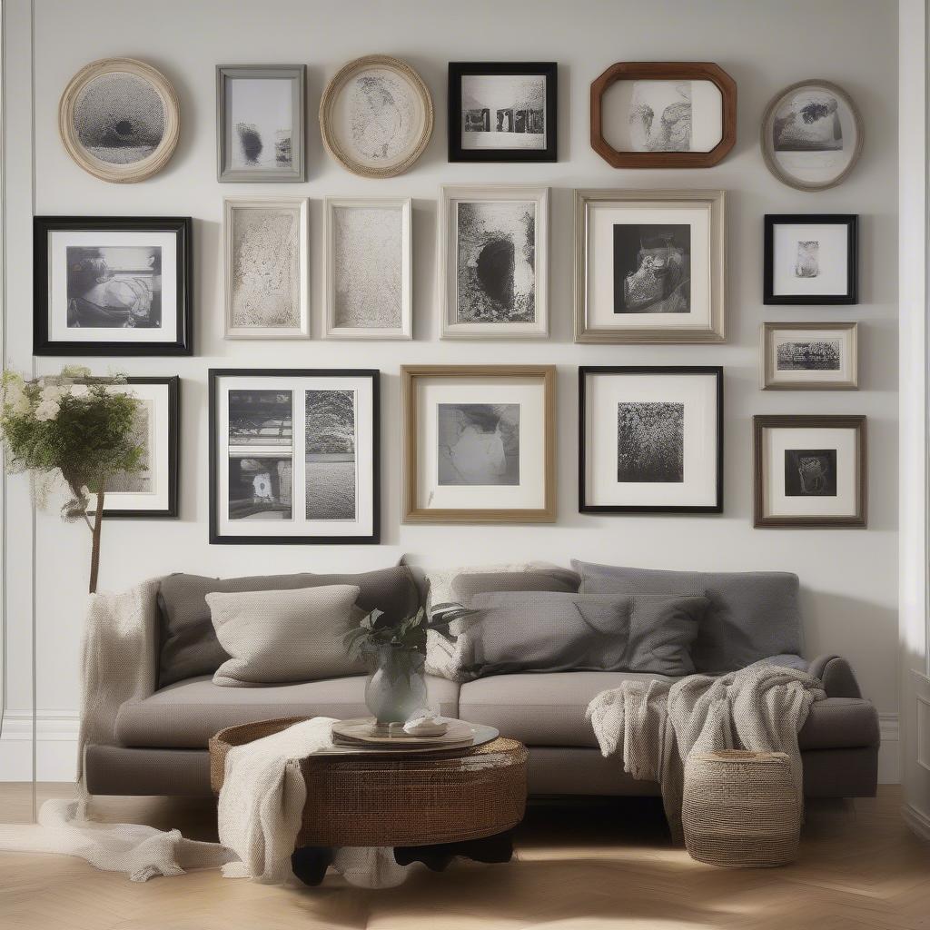 Big Round Picture Frames in a Gallery Wall