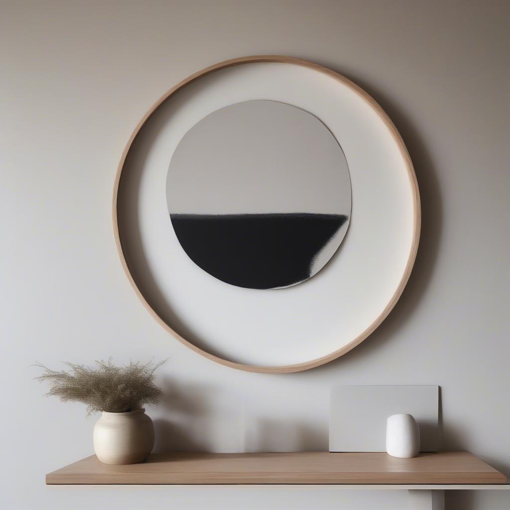 Big Round Picture Frame on a Mantelpiece