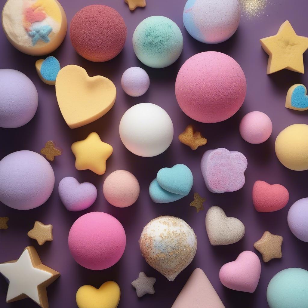 Assortment of colorful and fragrant birthday bath bombs